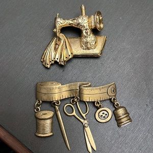 2 Vintage Sewing Brooches